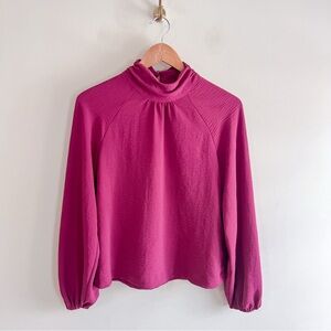 Evereve Button Neck Magenta Blouse